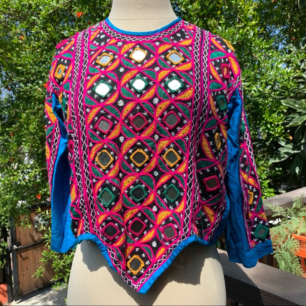 Rainbow Colored Embroidered Mirrored Festival Top